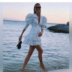 Acler Sunny Puff Sleeve Dress White NWT